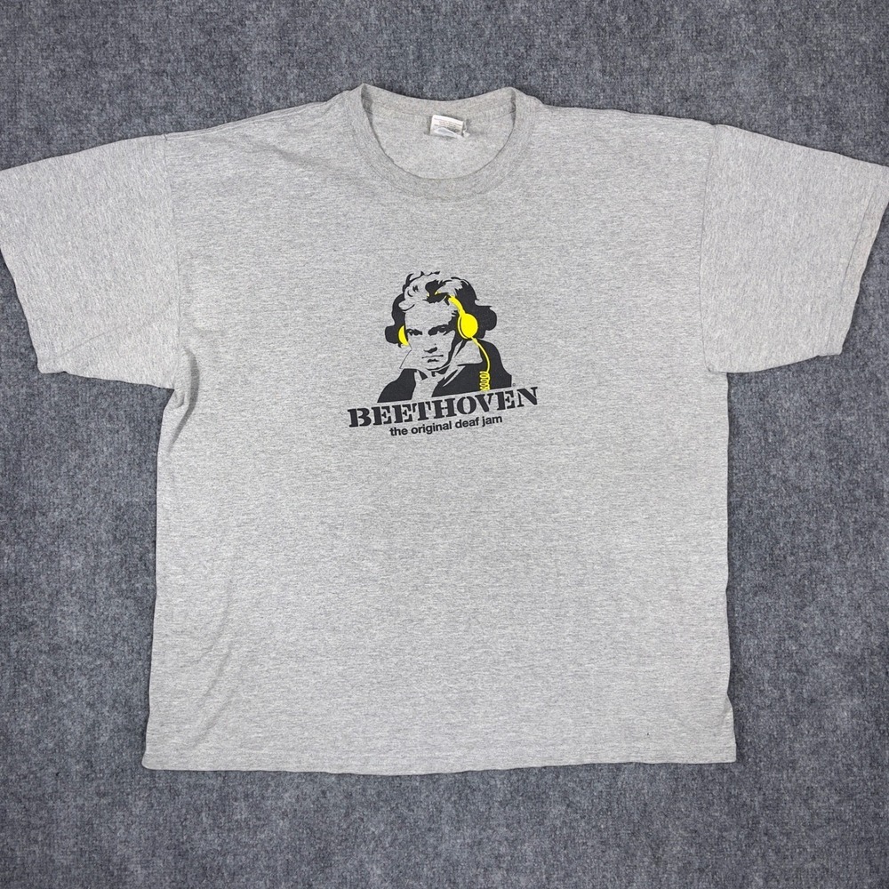 Beethoven Original Deaf‎ Jam T-Shirt Mens XL Gray Mental Floss Graphic Tee